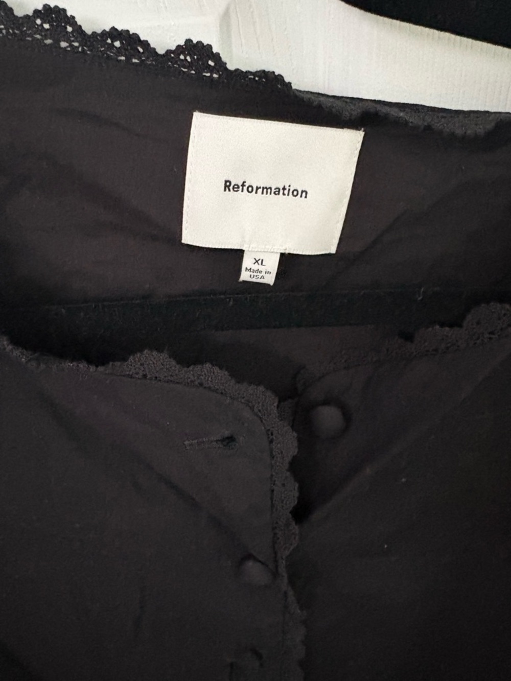 Reformation Black Lace-Trim Button Blouse - Picture 2 of 3